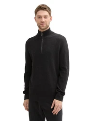 TOM TAILOR Strickpullover STRUCTURED KNIT TROYER schwarz/meliert