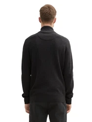 TOM TAILOR Strickpullover STRUCTURED KNIT TROYER schwarz/meliert