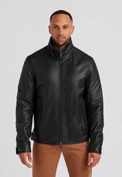 Milestone Lederjacke MSNagano Biker-Look Dunkelgrün/Grau/Schwarz/Dunkelgrau