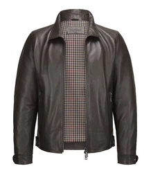 Milestone Lederjacke MSNagano Biker-Look Dunkelbraun/Grau/Braun