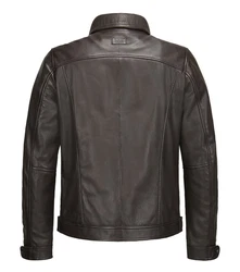 Milestone Lederjacke MSNagano Biker-Look Dunkelbraun/Grau/Braun