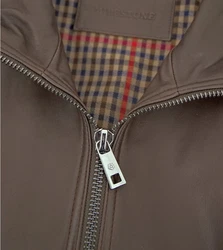 Milestone Lederjacke MSNagano Biker-Look Dunkelbraun/Grau/Braun