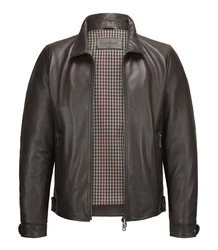 Milestone Lederjacke MSNagano Biker-Look Dunkelbraun/Grau/Braun
