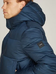 Calvin Klein Kurzmantel Long Hooded Quilt Puffer MW Dunkelblau/Blau/Hellblau