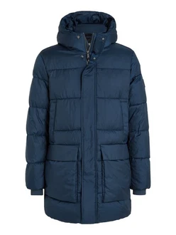 Calvin Klein Kurzmantel Long Hooded Quilt Puffer MW Dunkelblau/Blau/Hellblau
