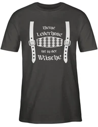 Shirtracer T-Shirt Meine Lederhose ist in der Wäsche Rauten Mode für Oktoberfest Herren Rot/Lila/Dunkelgrau/Grau/Grün/Schwarz
