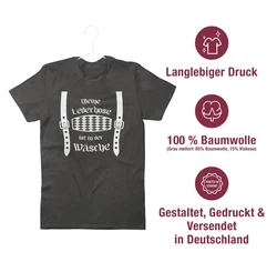 Shirtracer T-Shirt Meine Lederhose ist in der Wäsche Rauten Mode für Oktoberfest Herren Rot/Lila/Dunkelgrau/Grau/Grün/Schwarz