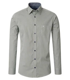 Langarmhemd Langarm Hemd mit Minimalprint im Casual Fit aus 100% Baumwolle