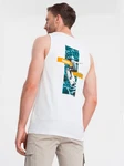 OMBRE Tanktop mit Print Weiß/Schwarz/Creme/Dunkelblau