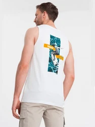 OMBRE Tanktop mit Print Weiß/Schwarz/Creme/Dunkelblau