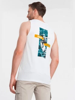 OMBRE Tanktop mit Print Weiß/Schwarz/Creme/Dunkelblau