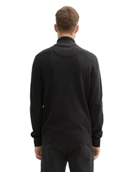 TOM TAILOR Strickpullover structured knit troy schwarz/meliert