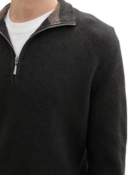 TOM TAILOR Strickpullover structured knit troy schwarz/meliert