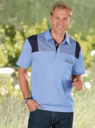 Sieh an! T-Shirt Poloshirt Grau/Hellblau/Blau