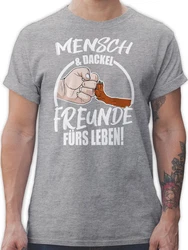 Shirtracer T-Shirt Mensch & Dackel Freunde fürs Leben Braun/Beige