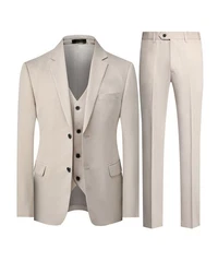 Allthemen Anzug Businessanzug Slim Fit Herren Khaki/Beige/Braun/Grau