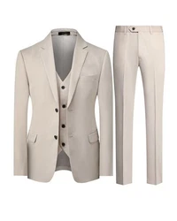 Allthemen Anzug Businessanzug Slim Fit Herren Khaki/Beige/Braun/Grau
