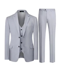 Anzug (3 tlg, Sakko & Weste & Hose) Herren Businessanzug Slim Fit Anzge im eleganten Look
