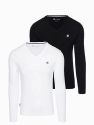 OMBRE Longshirt Longsleeve 2er-Pack Weiß/Creme/Dunkelblau/Schwarz