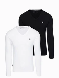 OMBRE Longshirt Longsleeve 2er-Pack Weiß/Creme/Dunkelblau/Schwarz