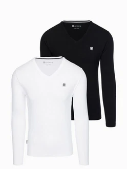 OMBRE Longshirt Longsleeve 2er-Pack Weiß/Creme/Dunkelblau/Schwarz OMBRE Longshirt Longsleeve 2er-Pack Weiß/Creme/Dunkelblau/Schwarz