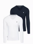 OMBRE Longshirt Longsleeve 2er-Pack Dunkelblau/Creme/Weiß