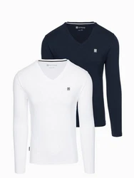 OMBRE Longshirt Longsleeve 2er-Pack Dunkelblau/Creme/Weiß