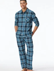 Schiesser Pyjama Selected Premium Warming Dunkelblau/Blau