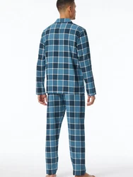 Schiesser Pyjama Selected Premium Warming Dunkelblau/Blau