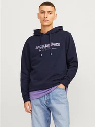 Jack & Jones Kapuzensweatshirt JJALVIS SWEAT HOOD Dunkelblau/Blau