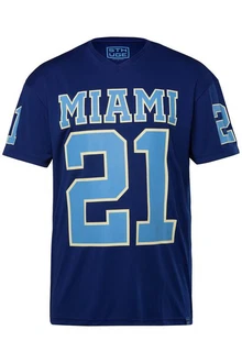 STHUGE T-Shirt Halbarm Football Print Blau/Dunkelblau STHUGE T-Shirt Halbarm Football Print Blau/Dunkelblau
