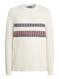 Rundhalspullover GLOBAL STRIPE CHUNKY RIB C NK mit aufflligem Color Block-Design
