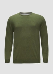 s.Oliver Strickpullover Crewneck Logo Dunkelgrün/Grün