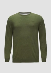 s.Oliver Strickpullover Crewneck Logo Dunkelgrün/Grün