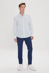 AC&Co Langarmhemd Comfort Fit Blau/Hellblau/Weiß