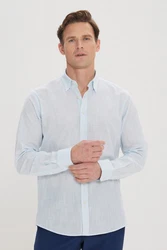 AC&Co Langarmhemd Comfort Fit Blau/Hellblau/Weiß