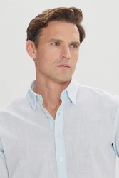 AC&Co Langarmhemd Comfort Fit Blau/Hellblau/Weiß