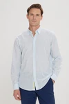 AC&Co Langarmhemd Comfort Fit Blau/Hellblau/Weiß