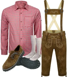 Trachtenlederhose Herren Trachten Set Oktoberfest Bayerische Lederhose B1 (Trachtenset)