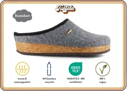 Tuffeln Filz Pantoffeln Komfort Herren Clogs Grau