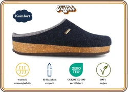 Tuffeln Filz Pantoffeln Komfort Herren Clogs Blau/Hellblau/Dunkelblau