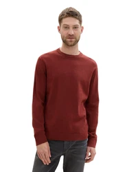 TOM TAILOR Strickpullover Basic Crewneck Knit burgunder