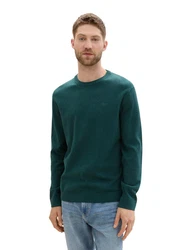 TOM TAILOR Strickpullover Basic Crewneck Knit Dunkelgrün/Grün/Türkis/Blau