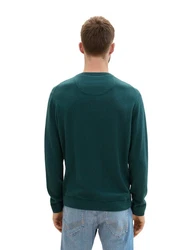 TOM TAILOR Strickpullover Basic Crewneck Knit Dunkelgrün/Grün/Türkis/Blau