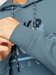 JACK & JONES Sweatshirt Kapuzenpullover JJLuke Blau