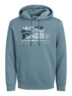 JACK & JONES Sweatshirt Kapuzenpullover JJLuke Blau