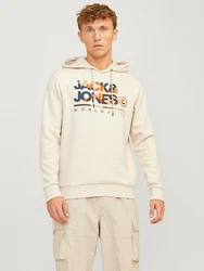 JACK & JONES Sweatshirt Kapuzenpullover JJLuke hellbeige/saphir/schoko/orange