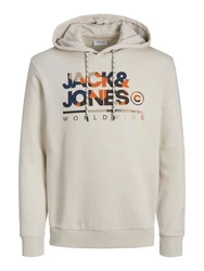 JACK & JONES Sweatshirt Kapuzenpullover JJLuke hellbeige/saphir/schoko/orange