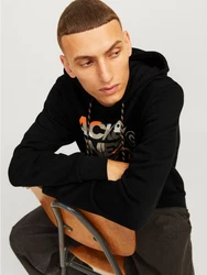 JACK & JONES Sweatshirt Kapuzenpullover JJLuke Schwarz/Hellblau