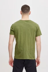 BLEND T-Shirt 'Ashton' Split Neck Tee Dunkelgrün/Grün/Türkis